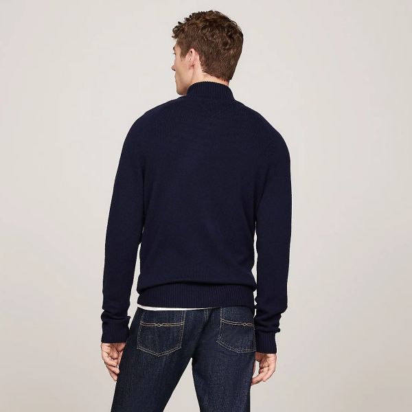 Tommy Hilfiger Wool Zip Mock Sweater Navy