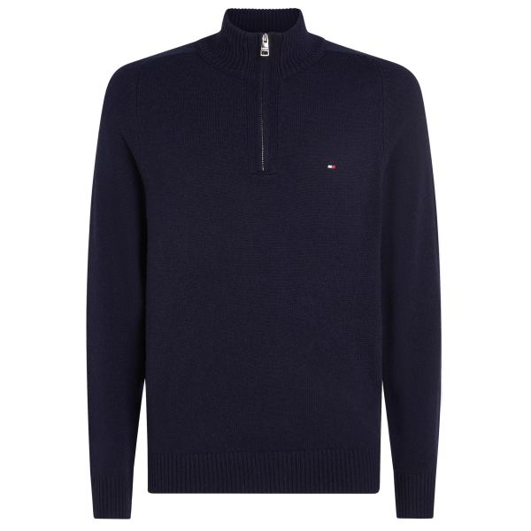 Tommy Hilfiger Wool Zip Mock Sweater Navy