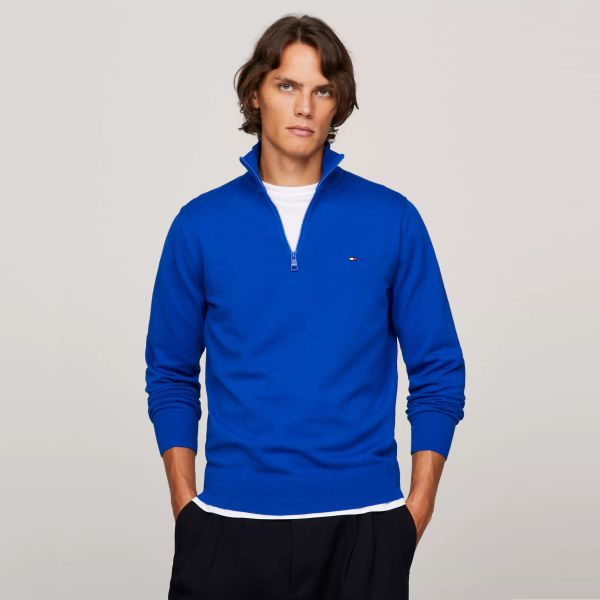 Tommy Hilfiger Zip Mock Sweater Blauw