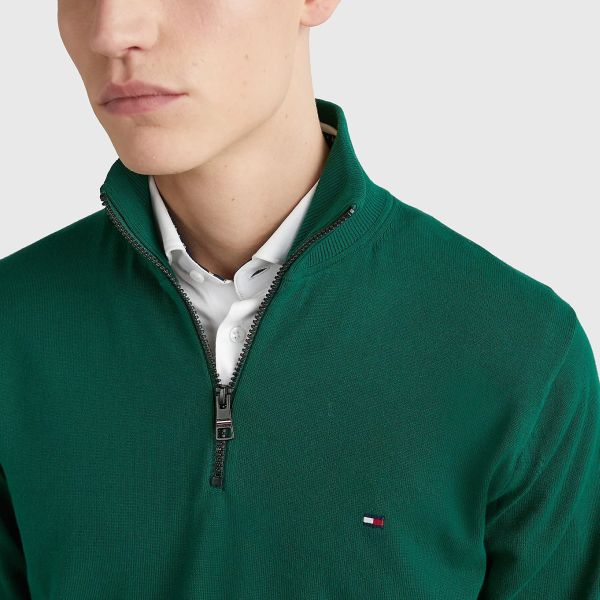 Tommy Hilfiger Zip Mock Sweater Groen