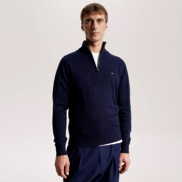 Tommy Hilfiger Zip Mock Sweater Navy