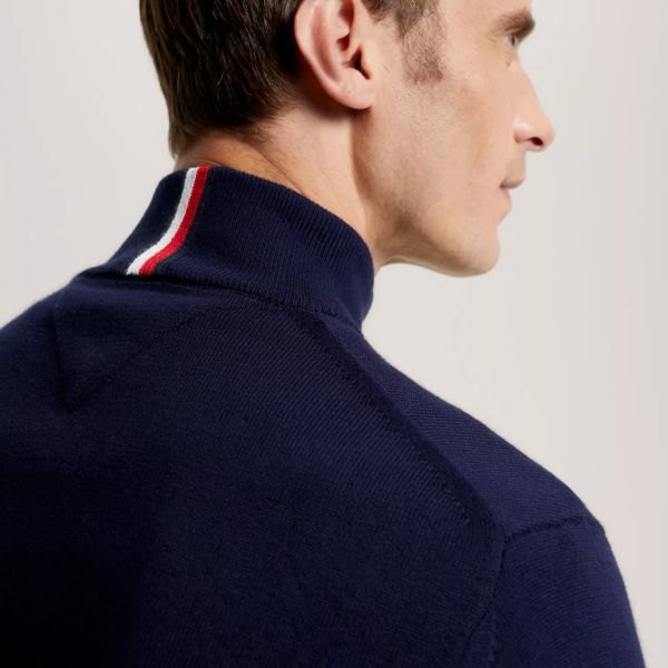 Tommy Hilfiger Zip Mock Sweater Navy