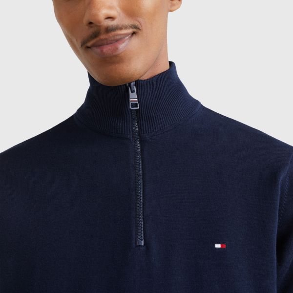 Tommy Hilfiger Zip Mock Sweater Navy