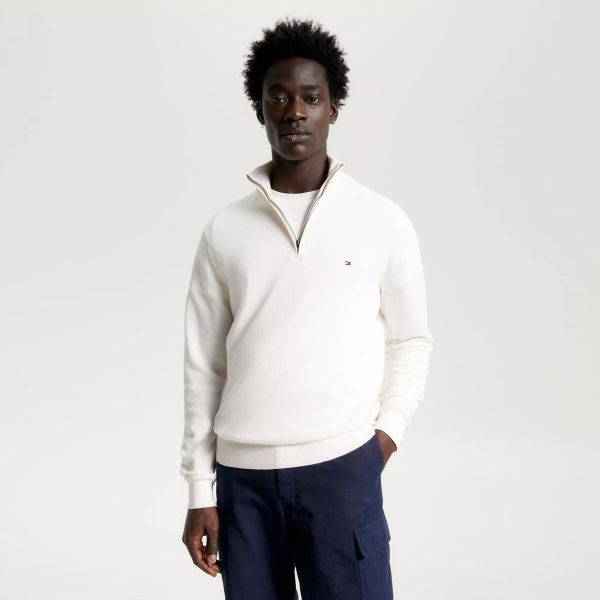 Tommy Hilfiger Zip Mock Sweater Wit