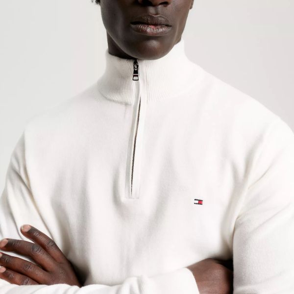 Tommy Hilfiger Zip Mock Sweater Wit