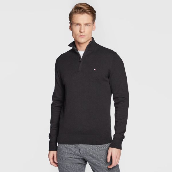 Tommy Hilfiger Zip Mock Sweater Zwart