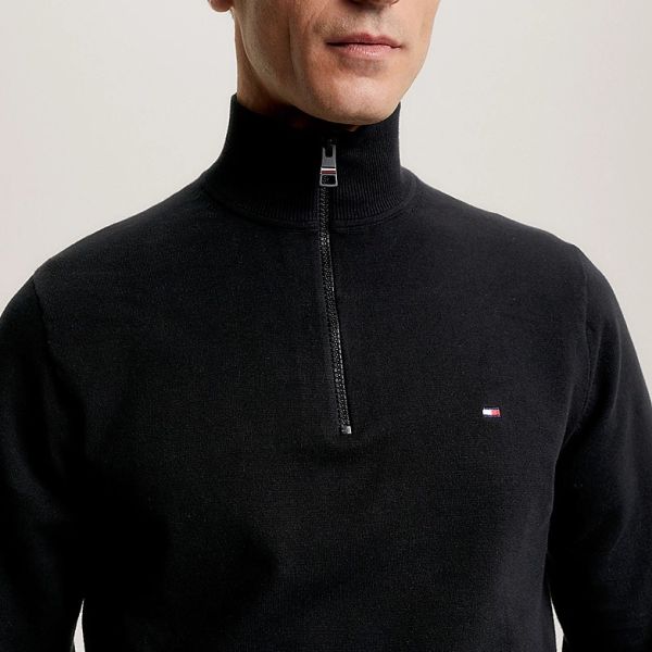 Tommy Hilfiger Zip Mock Sweater Zwart