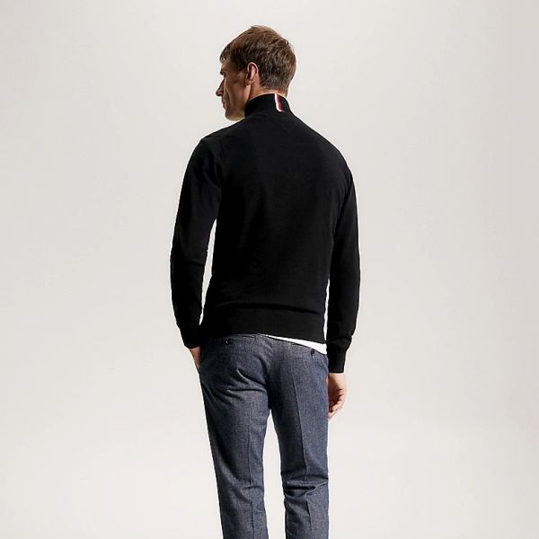 Tommy Hilfiger Zip Mock Sweater Zwart