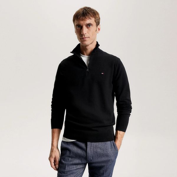 Tommy Hilfiger Zip Mock Sweater Zwart