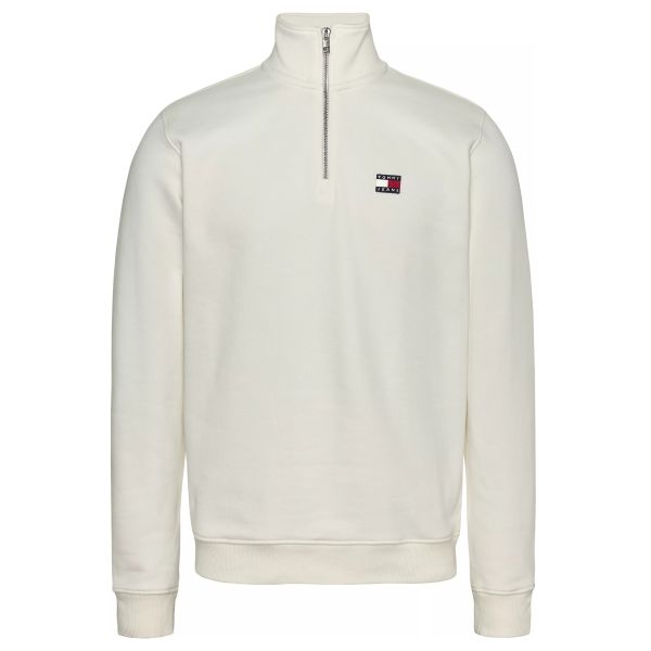 Tommy Jeans Badge Half Zip Sweater Off White