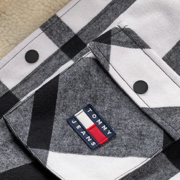 Tommy Jeans Checked Sherpa Lined Overshirt Zwart