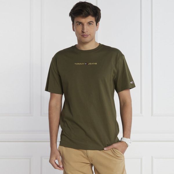 Tommy Jeans Classic Gold Linear T-shirt Donker Groen