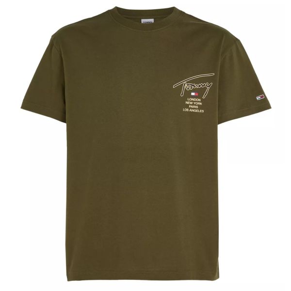 Tommy Jeans Classic Gold Signature T-shirt Donker Groen