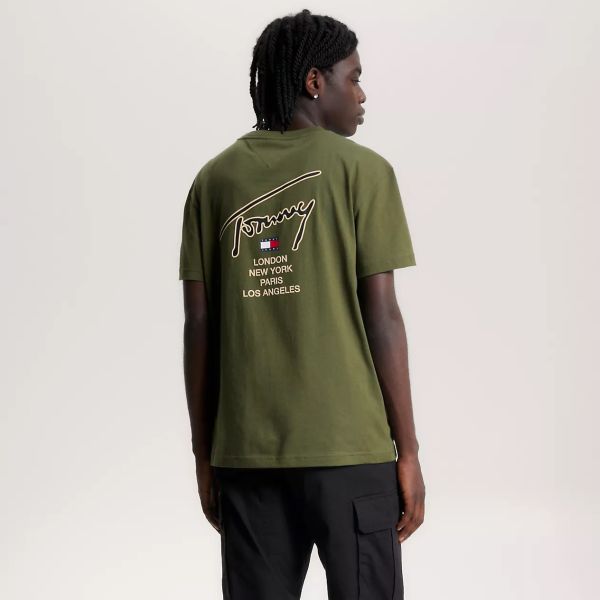 Tommy Jeans Classic Gold Signature T-shirt Donker Groen