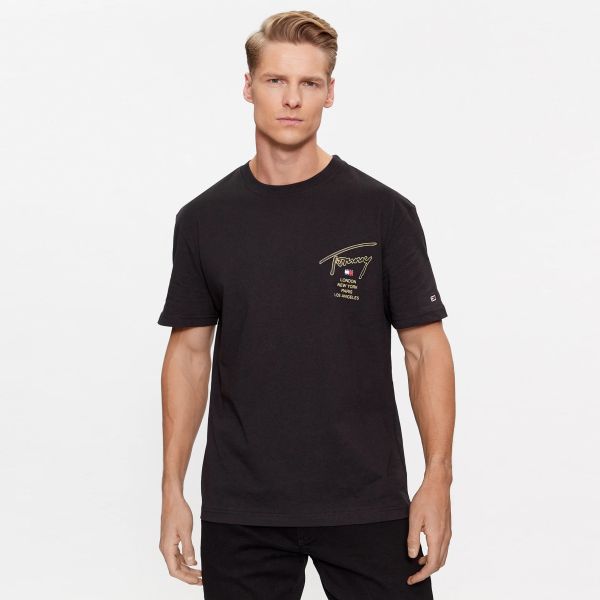Tommy Jeans Classic Gold Signature T-shirt Zwart
