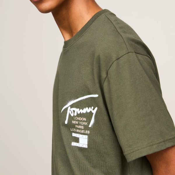 Tommy Jeans Graffiti Signature T-shirt Groen