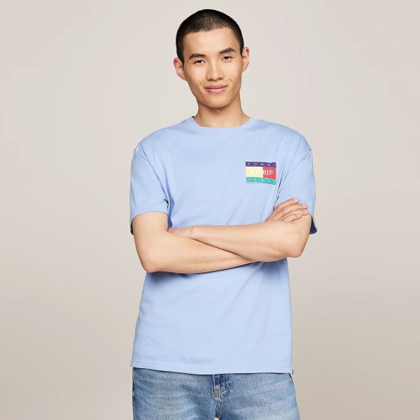 Tommy Jeans Pop Color Flag T-shirt Licht Blauw