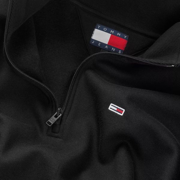 Tommy Jeans Regular Fleece Quarter Zip Sweater Zwart
