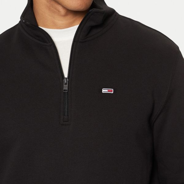 Tommy Jeans Regular Fleece Quarter Zip Sweater Zwart