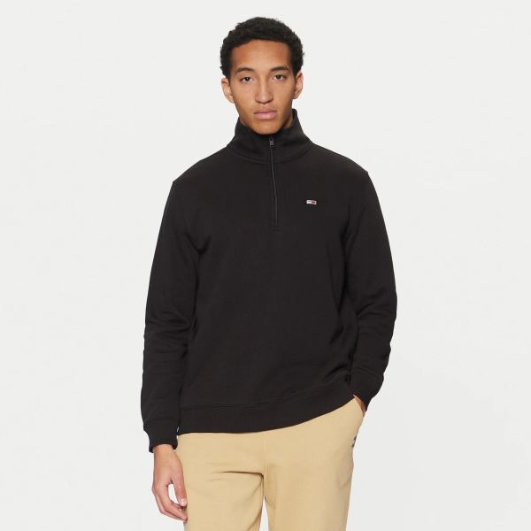 Tommy Jeans Regular Fleece Quarter Zip Sweater Zwart