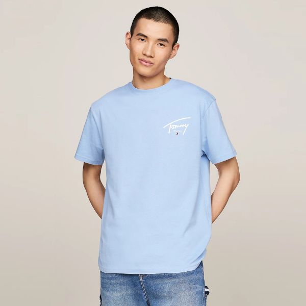 Tommy Jeans Signature Print T-shirt Licht Blauw