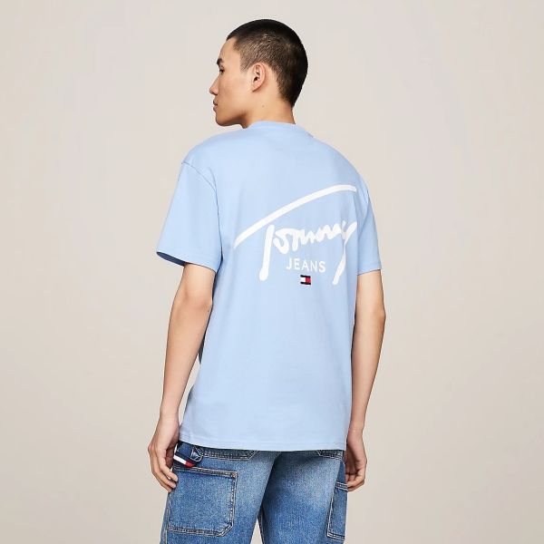 Tommy Jeans Signature Print T-shirt Licht Blauw