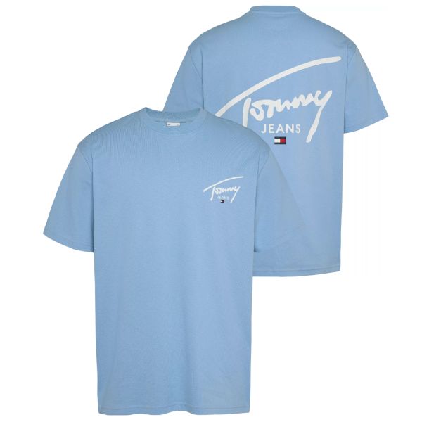 Tommy Jeans Signature Print T-shirt Licht Blauw
