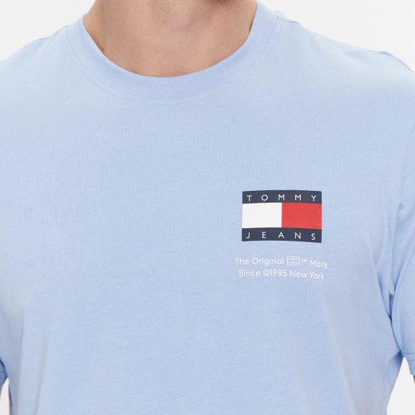 Tommy Jeans Slim Essential Flag T-shirt Licht Blauw