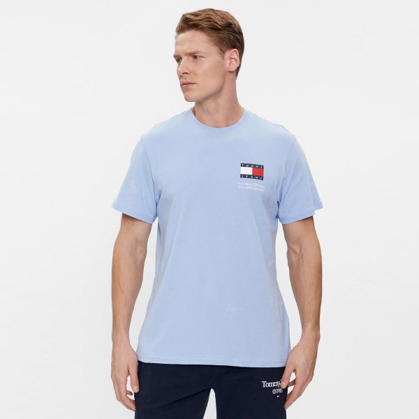 Tommy Jeans Slim Essential Flag T-shirt Licht Blauw