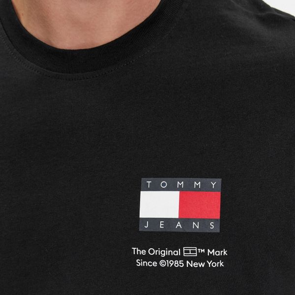 Tommy Jeans Slim Essential Flag T-shirt Zwart