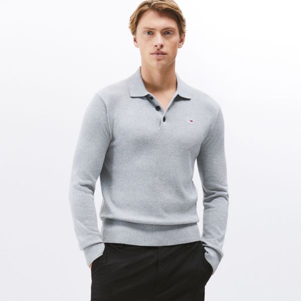 Tommy Jeans Slim Essential Polo Sweater Grijs
