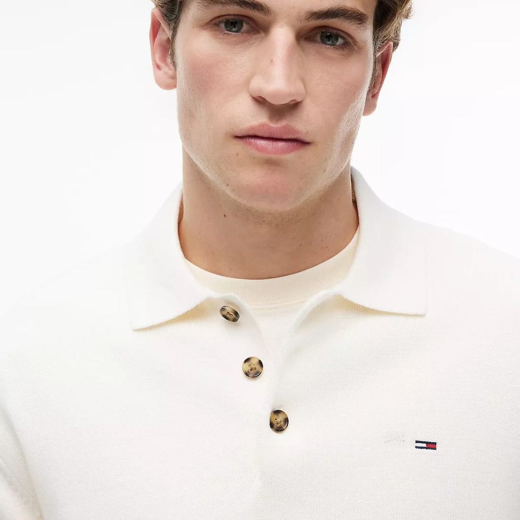 Tommy Jeans Slim Essential Polo Sweater Off White