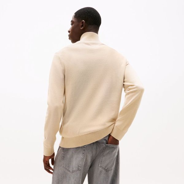 Tommy Jeans Slim Essential Quarter Zip Sweater Beige
