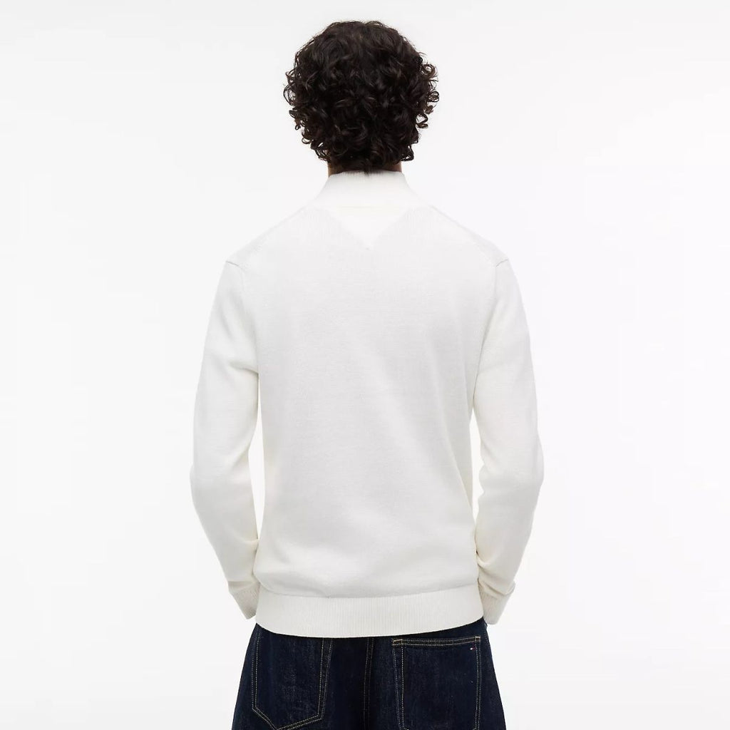 Tommy Jeans Slim Essential Quarter Zip Sweater Off White