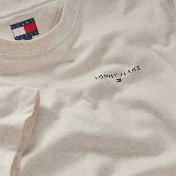 Tommy Jeans Slim Linear Chest T-shirt Off White