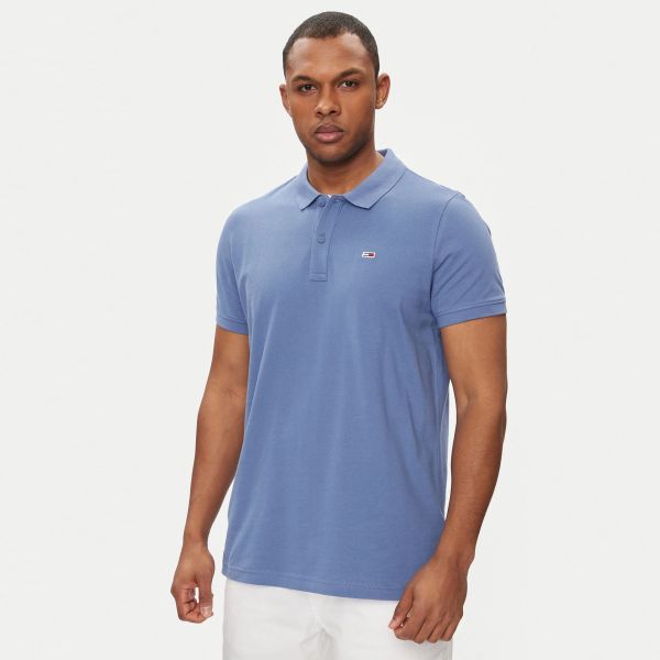Tommy Jeans Slim Placket Polo Blauw
