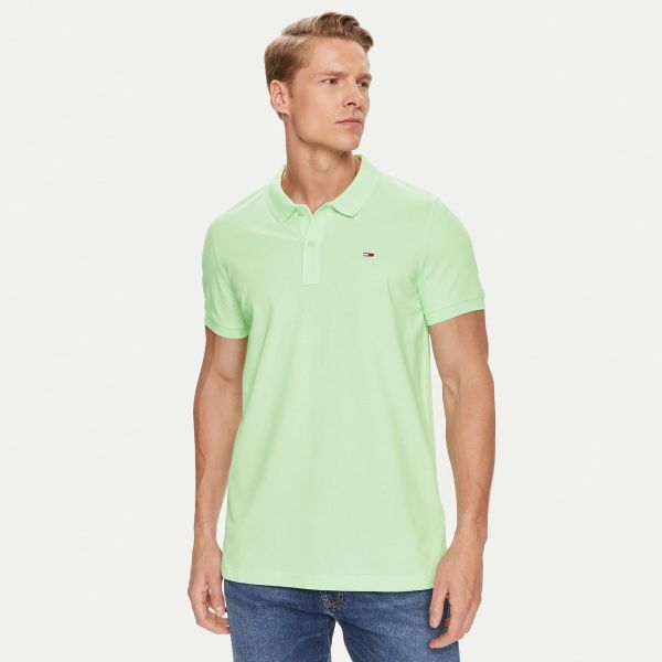 Tommy Jeans Slim Placket Polo Licht Groen