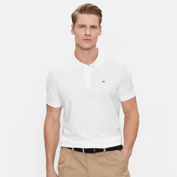 Tommy Jeans Slim Placket Polo Wit