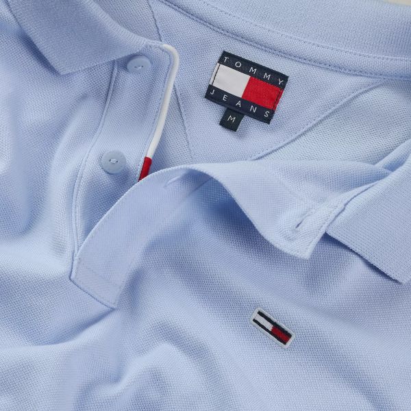 Tommy Jeans Slim Placket Polo Licht Blauw