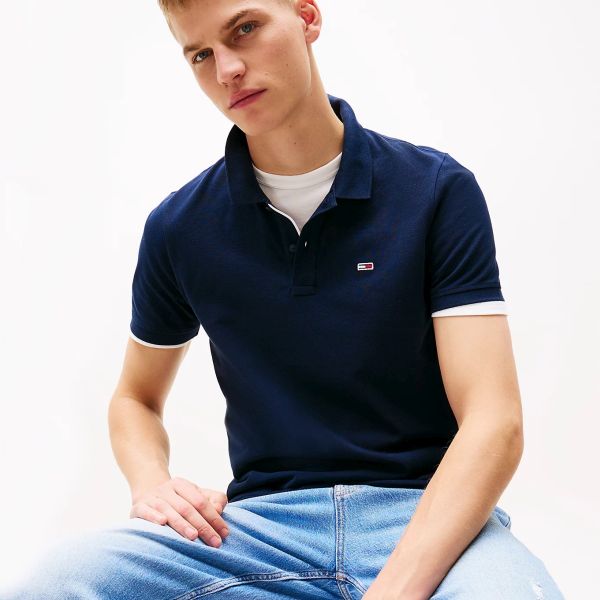 Tommy Jeans Slim Placket Polo Navy