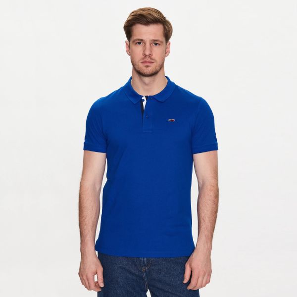 Tommy Jeans Slim Placket Polo Blauw