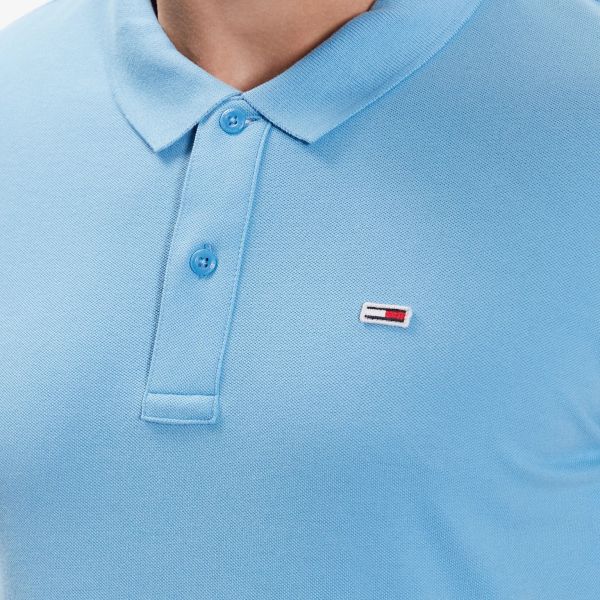 Tommy Jeans Slim Placket Polo Licht Blauw