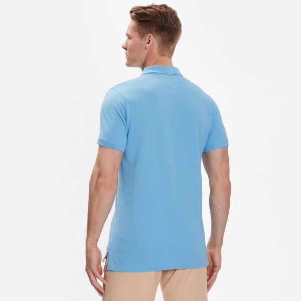 Tommy Jeans Slim Placket Polo Licht Blauw