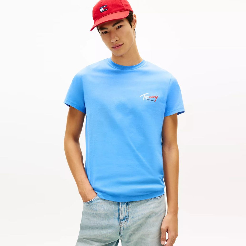 Tommy Jeans Slim Sign Chest T-shirt Blauw