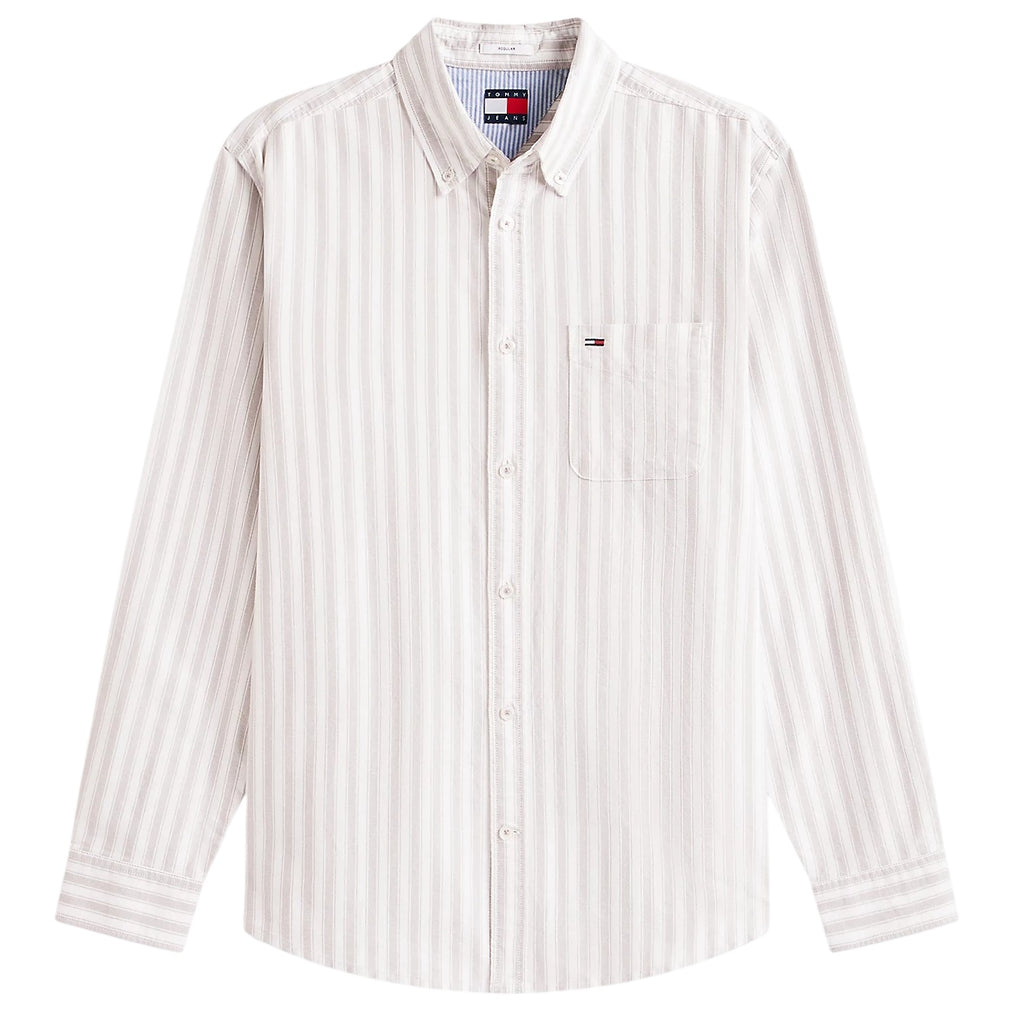 Tommy Jeans Stripe Oxford Overhemd Wit/Beige