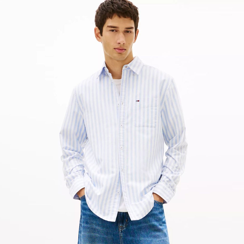 Tommy Jeans Stripe Oxford Overhemd Wit/Blauw
