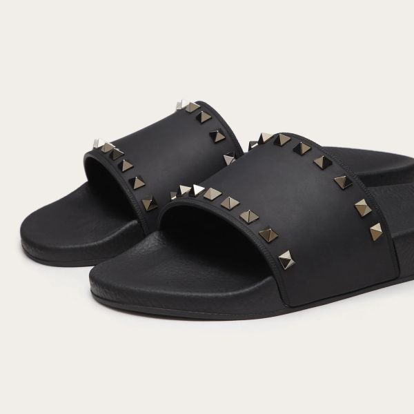 Valentino Garavani Rockstud Slippers Zwart