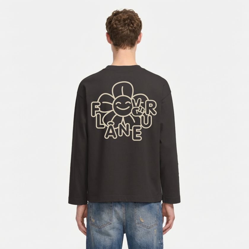 Flâneur Happy Flower Longsleeve T-shirt Bruin