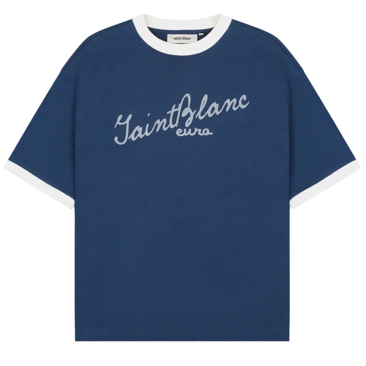 Saint Blanc Scribble Ringer T-shirt Donker Blauw