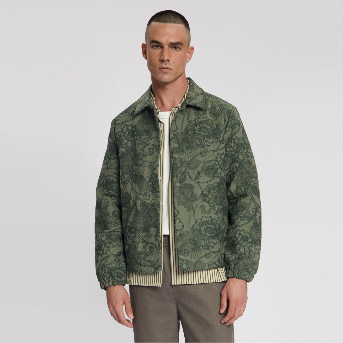 Law of the Sea Driv Jacquard Overshirt Donker Groen